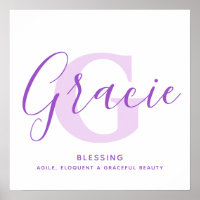 Gracie name meaning purple text personalised