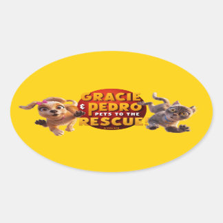 Gracie & Pedro Adventure Awaits Oval Sticker