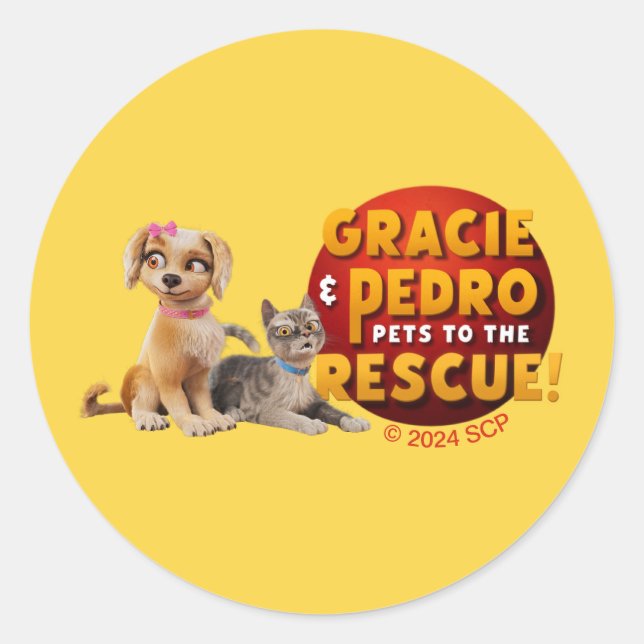 Gracie & Pedro Dynamic Duo Classic Round Sticker (Front)