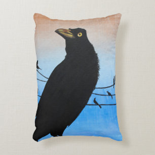 Grackle Austin Texas Bird Avian Wildlife Painting Decorative Cushion