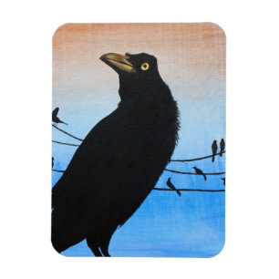 Grackle Austin Texas Bird Nature Wildlife Painting Magnet