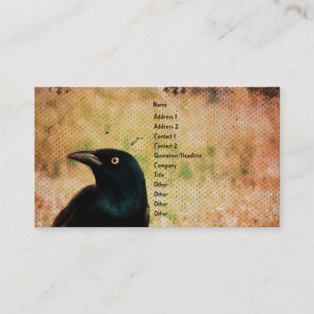 Grackle Bird Digital Art Business Card (Front)