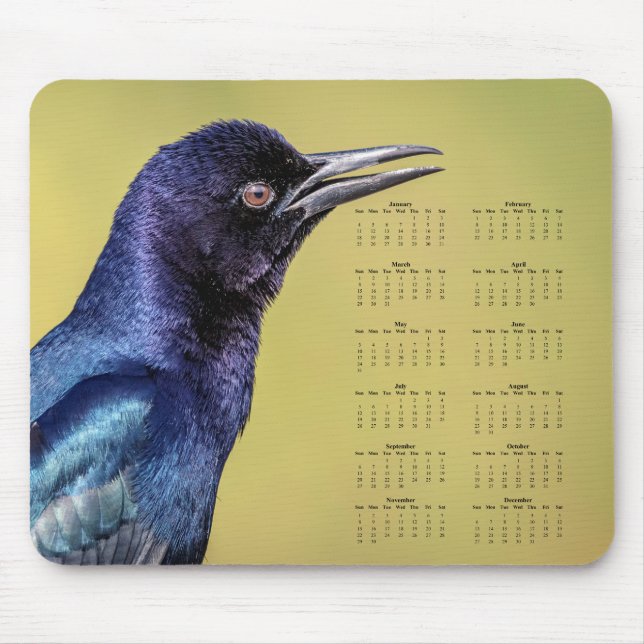Grackle - Customizable full year 2026 calendar Mouse Pad (Front)