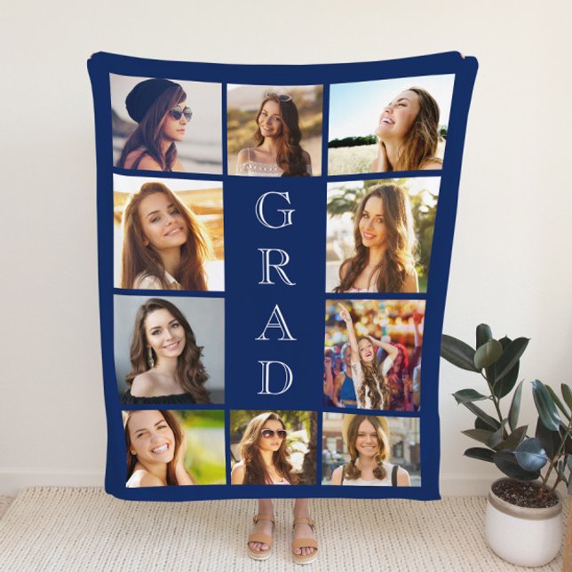 Grad 10 Photo Blue Graduation Sherpa Blanket (Creator Uploaded)