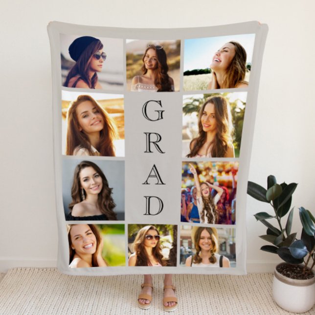 Grad 10 Photo Taupe Graduation Sherpa Blanket (Creator Uploaded)