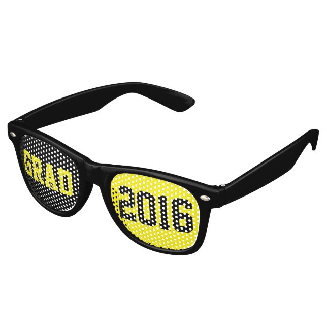 Grad 2016 Text Design Black & Yellow Retro Sunglasses (Angled)