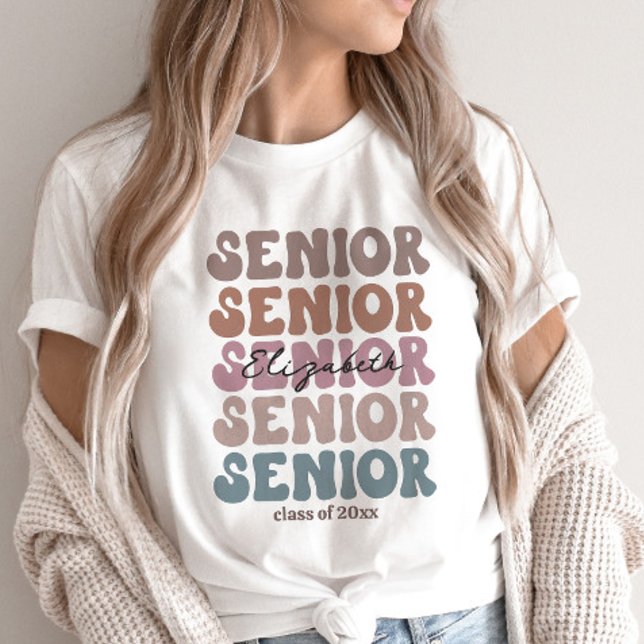 Grad 2023 Senior Class Trendy Stacked Custom Name T-Shirt (Creator Uploaded)