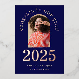 Grad 2024 Arch Photo Navy Rose Gold Foil Announce