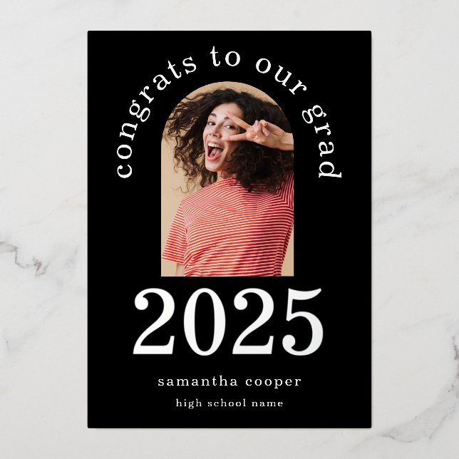 Grad 2025 Arch Photo Silver Foil Announcement (Front)