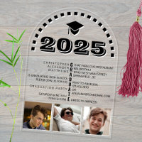 Grad 2025 Cool 3 Photo Collage Black White Party