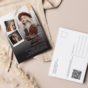 Grad 2025 Open House QR Code 3 Photos Graduation Invitation Postcard