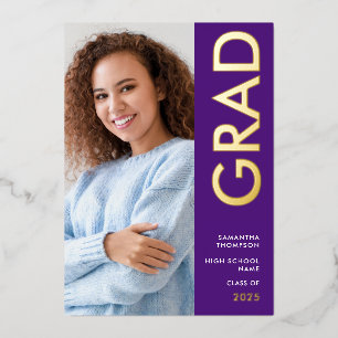 Grad 2025 Photo Purple Gold Real Foil Announcement