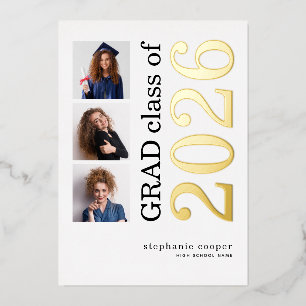 Grad 2026 3 Photos Real Gold Foil Announcement