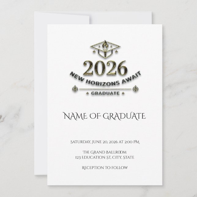 Grad 2026 Gold | Class of 2026 Gold Invitation (Front)