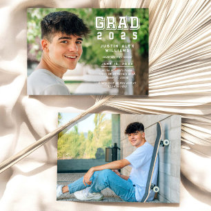 Grad 2 Photo Modern  Graduation  Invitation