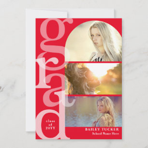 GRAD Arch Photo Modern Red Graduation Invitation