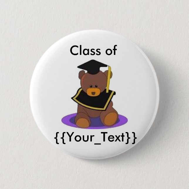 Grad Bear 6 Cm Round Badge (Front)