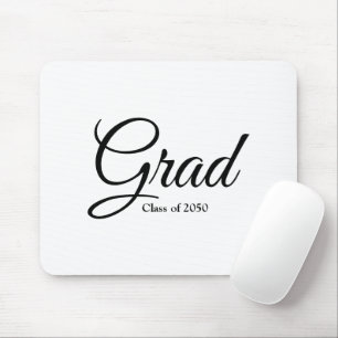 Grad black script class date elegant graduation mouse pad