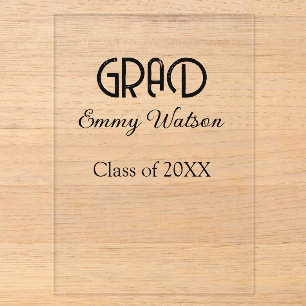 Grad bold letter graduation name class of 20XX sim Acrylic Invitations