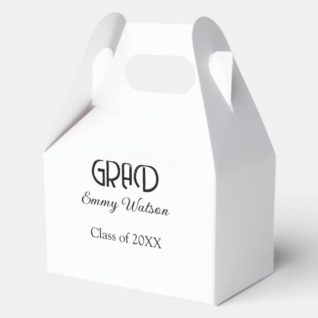 Grad bold letter graduation name class of 20XX sim Favour Box (Front)