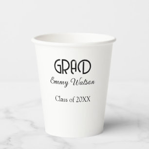 Grad bold letter graduation name class of 20XX sim Paper Cups