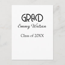 Grad bold letter graduation name class of 20XX sim