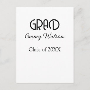 Grad bold letter graduation name class of 20XX sim Postcard