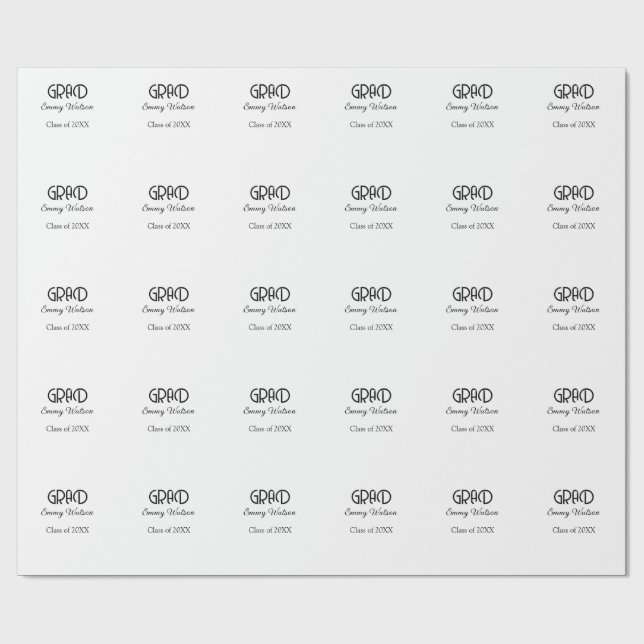 Grad bold letter graduation name class of 20XX sim Wrapping Paper (Flat)