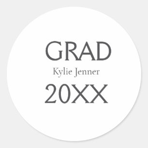 Grad bold letter name 20XX graduation year simple Classic Round Sticker