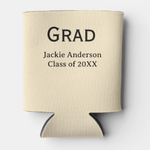 Grad bold letter name class of 20XX yellow pastel  Can Cooler