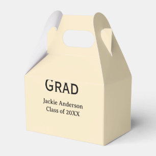 Grad bold letter name class of 20XX yellow pastel  Favour Box