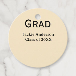 Grad bold letter name class of 20XX yellow pastel Favour Tags