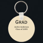Grad bold letter name class of 20XX yellow pastel  Key Ring<br><div class="desc">design</div>