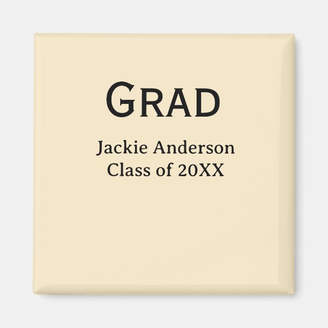 Grad bold letter name class of 20XX yellow pastel  Magnet (Front)