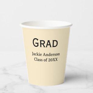 Grad bold letter name class of 20XX yellow pastel Paper Cups