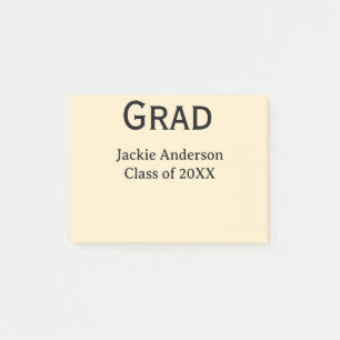 Grad bold letter name class of 20XX yellow pastel  Post-it Notes