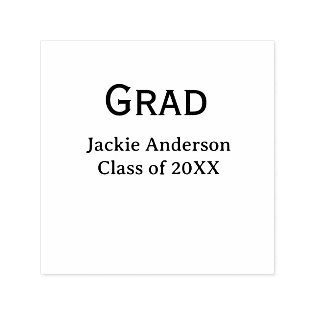 Grad bold letter name class of 20XX yellow pastel  Self-inking Stamp (Design)