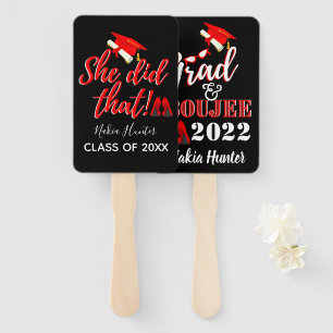 Grad & Boujee She Did That Red & Black Hand Fan