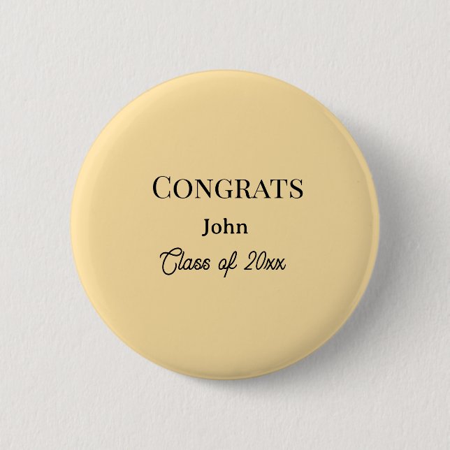 grad boy add name congrats date year text 6 cm round badge (Front)
