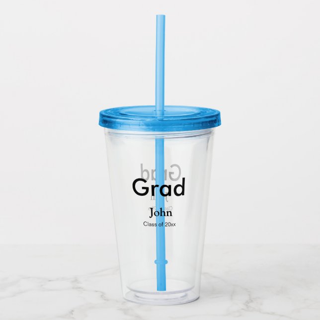 grad boy add name congrats date year text acrylic tumbler (Front)