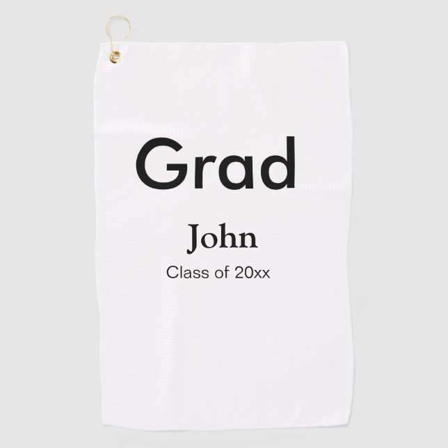 grad boy add name congrats date year text golf towel (Front)