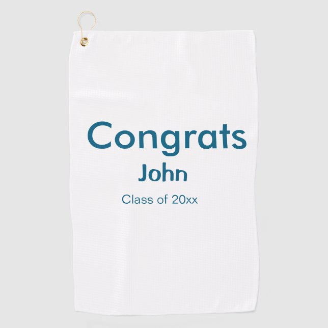 grad boy add name congrats date year text golf towel (Front)