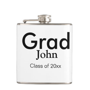 grad boy add name congrats date year text hip flask