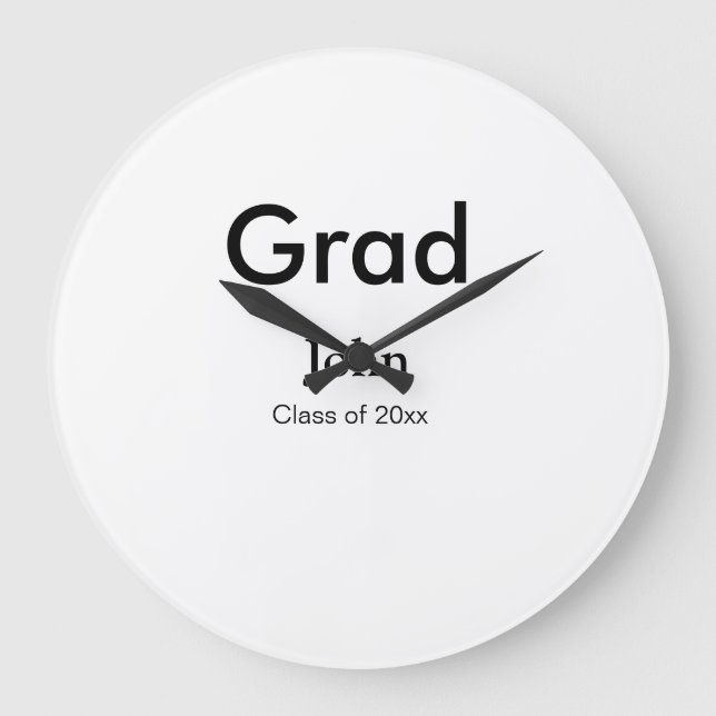 grad boy add name congrats date year text large clock (Front)