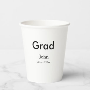 grad boy add name congrats date year text paper cups