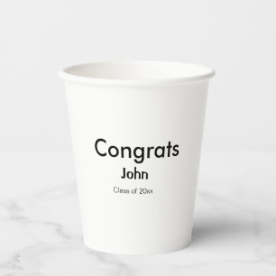 grad boy add name congrats date year text paper cups