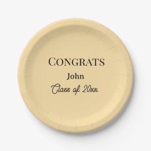 grad boy add name congrats date year text paper plate