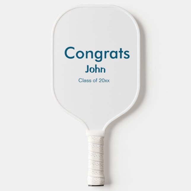grad boy add name congrats date year text pickleball paddle (Front)