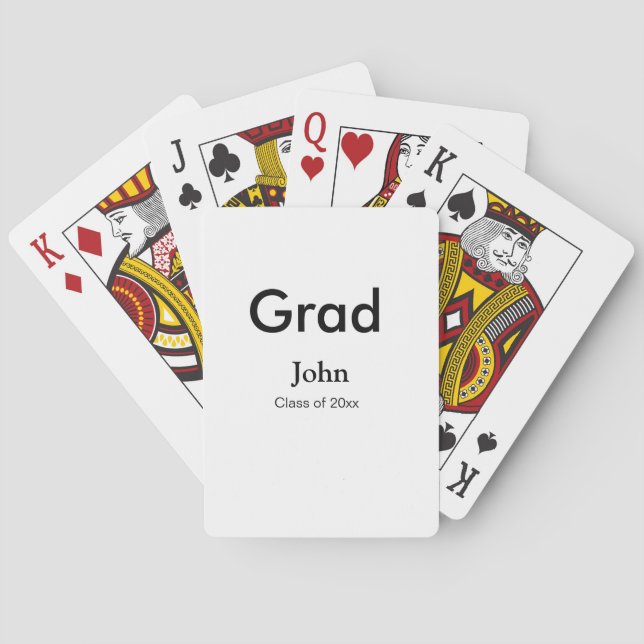 grad boy add name congrats date year text playing cards (Back)