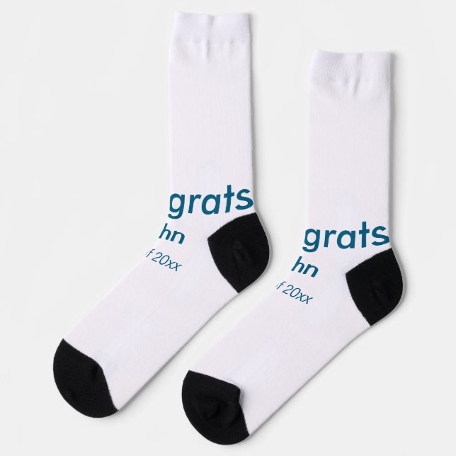 grad boy add name congrats date year text socks (Left)